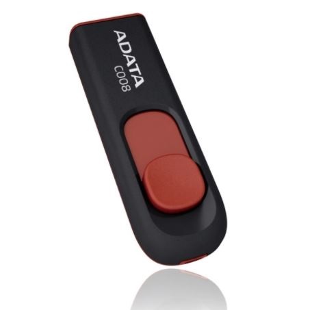 Memoria Adata 16gb Usb 2.0 C008 Retractil Negro- Rojo