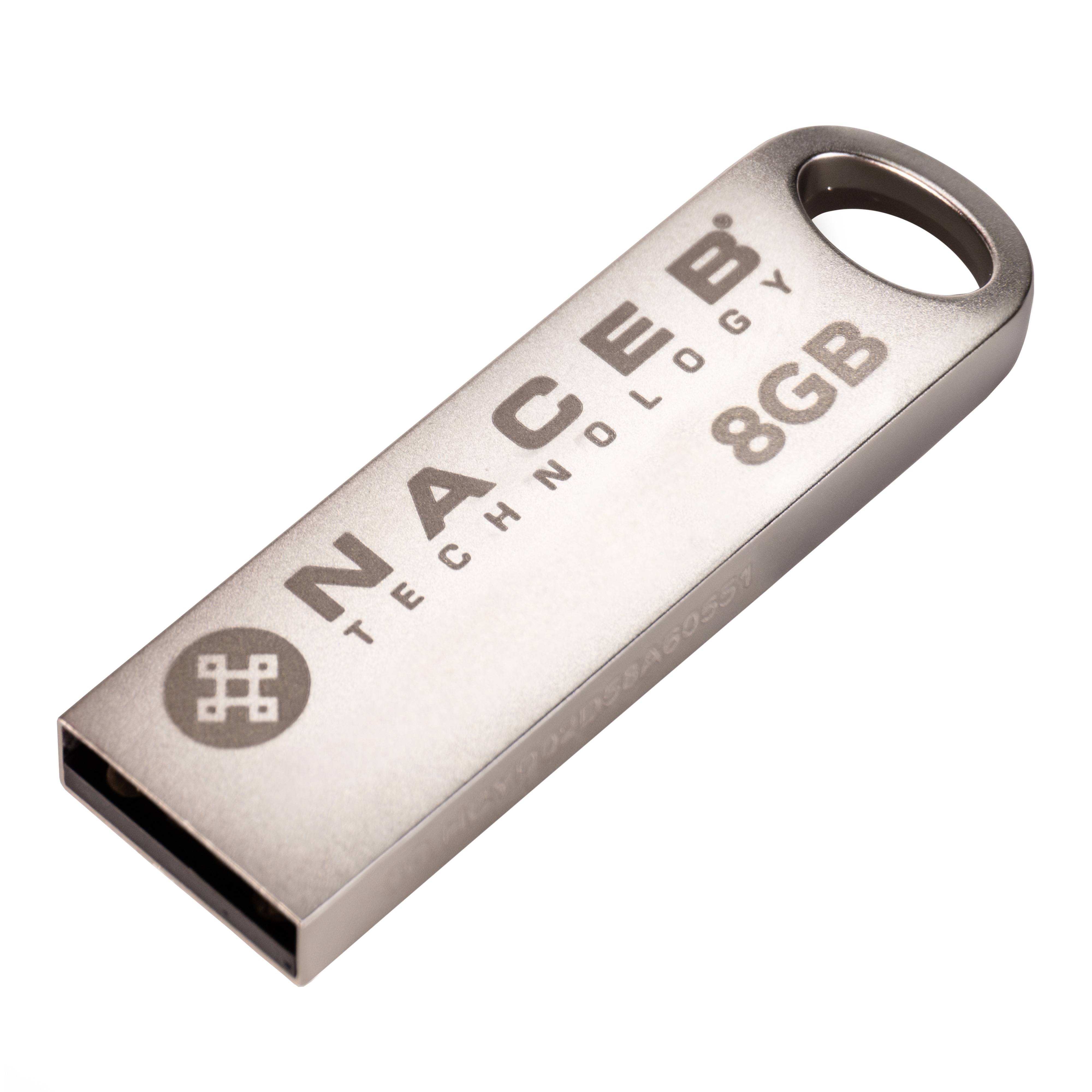 NACEB-USB-U106-20-8GB Interfaz USB 2.0 Capacidad 8 GB Velocidad de lectura 10–25 MB/s Velocidad de escritura 3–10 MB/s